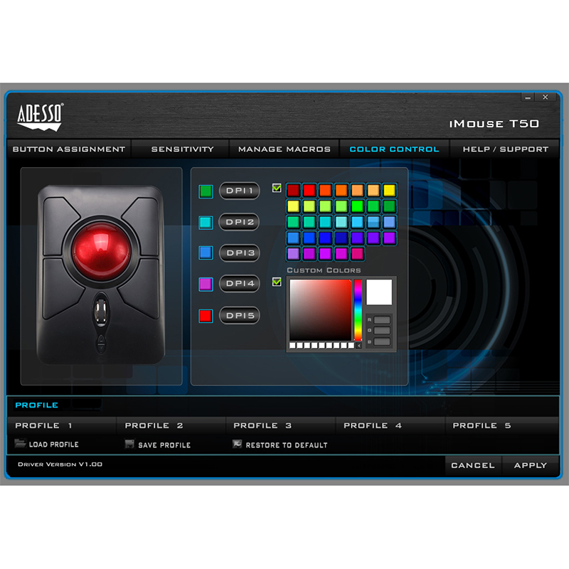 Adesso IMOUSE T50 Mouse - USB - Optical - 7 Button(s) - Black - Wireless